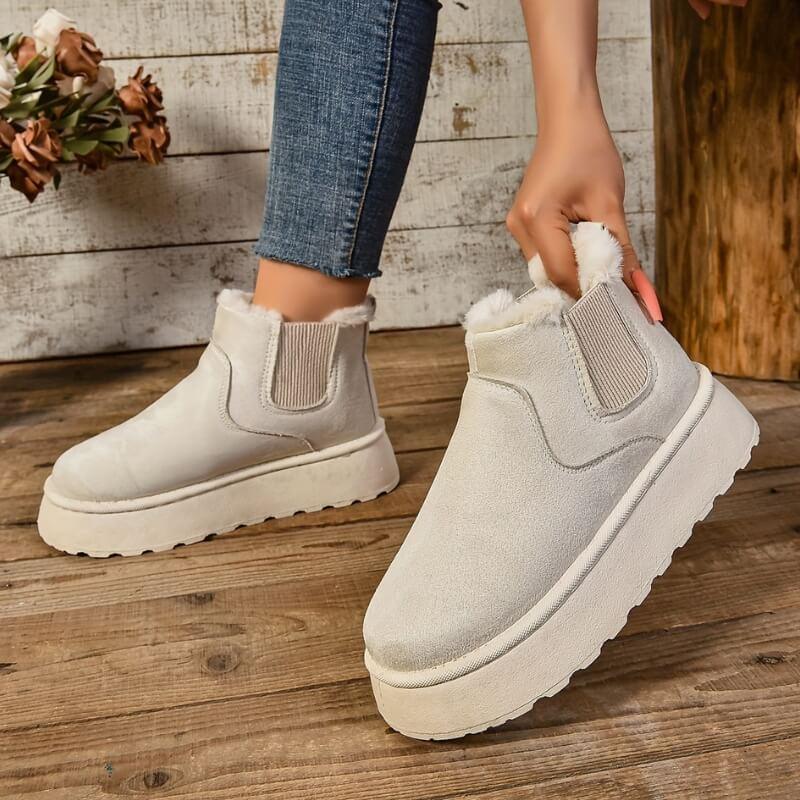 Women's Lined Platform Chelsea Boots with Elastic Side Panels
