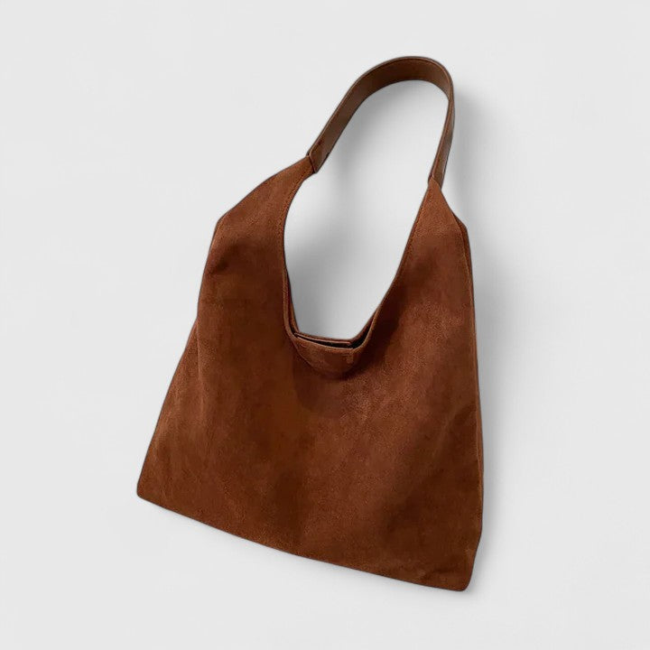 Women's Minimalist Shoulder Bag with Single Strap and Slouchy Shape Chestnut Brown