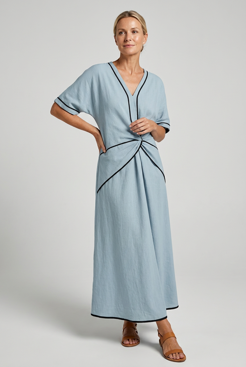 Winifred | Twist Front Maxi V Neck Dress