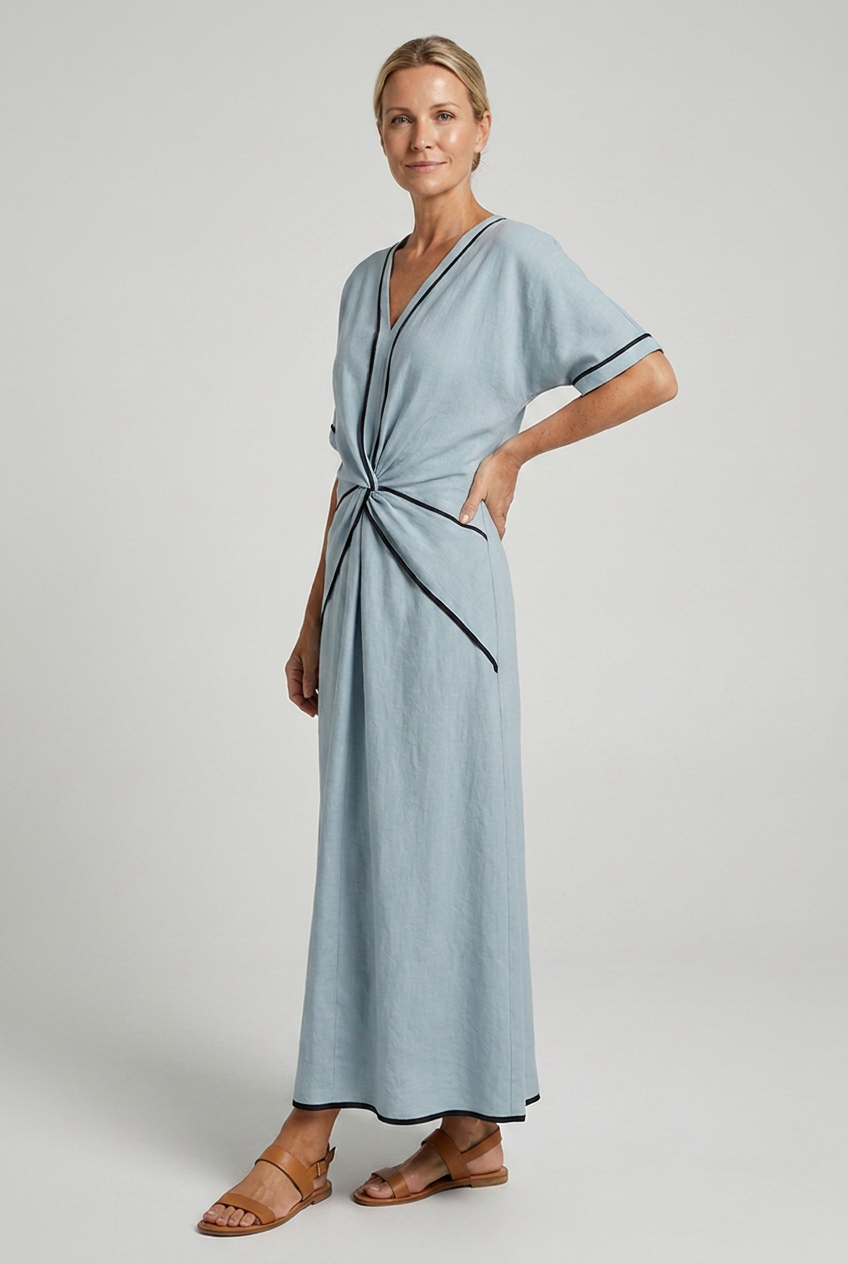 Winifred | Twist Front Maxi V Neck Dress
