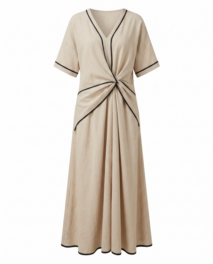 Winifred | Twist Front Maxi V Neck Dress