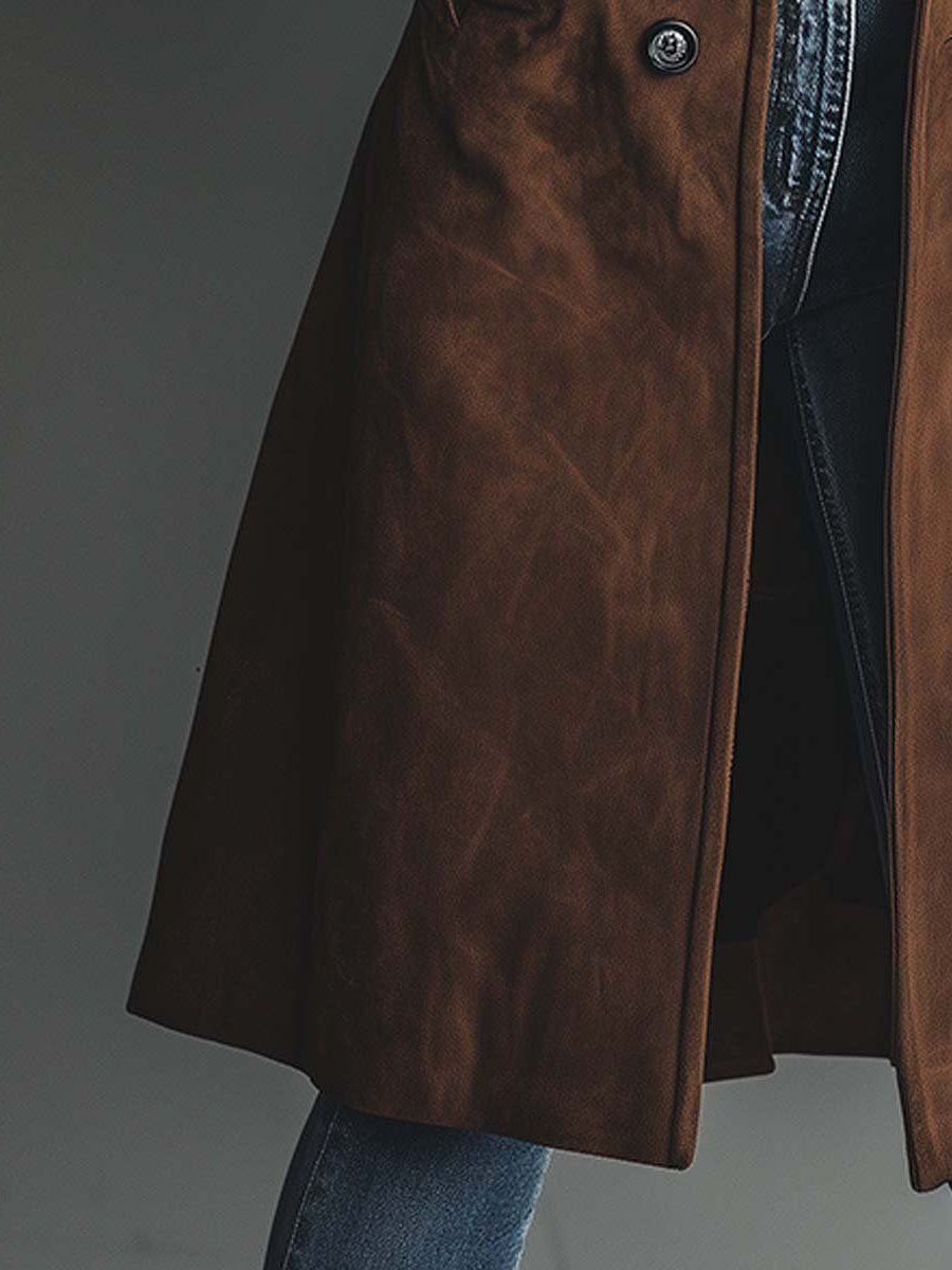 Women's Vintage Double Breasted Trench Coat with Relaxed Fit